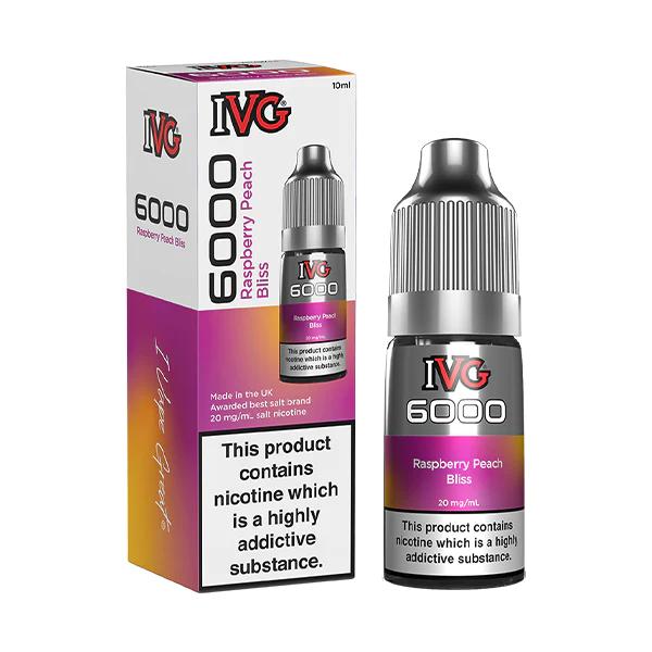 Product Image of Raspberry Peach Bliss Nic Salt E-Liquid by IVG 6000 Bar Salts 10ml