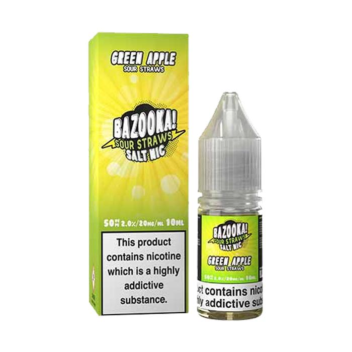 Product Image of Green Apple Sour Straws Nic Salt E-Liquid by Bazooka 10ml