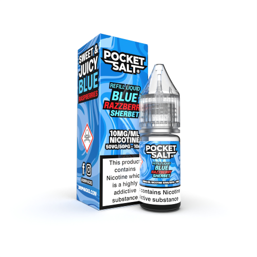 Product Image of Blue Razzberry Sherbet Nic Salt E-Liquid by Pocket Salt By Drip Hacks 10ml