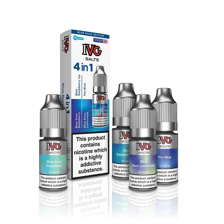 Product Image of Blue Razz Edition 4 in 1 Nic Salt E-Liquid by IVG (4 x 10ml)