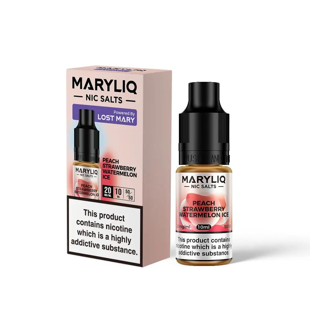 Product Image of Peach Strawberry Watermelon Ice Nic Salt E-Liquid by Maryliq Salts 10ml