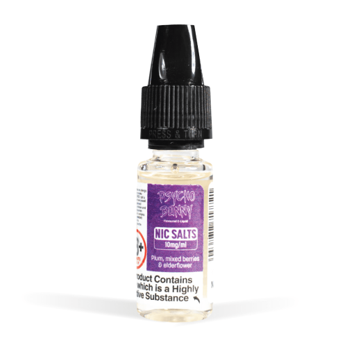 Product Image of Plum, Mixed Berries & Elderflower Nic Salt E-Liquid by Psycho Bunny 10ml