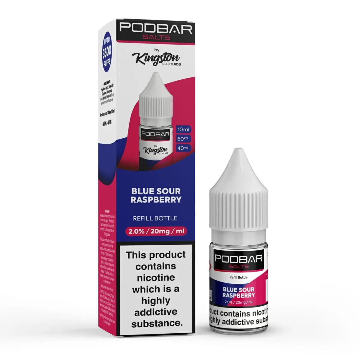 Product Image of Blue Sour Raspberry Nic Salt E-Liquid by PodBar Salts By Kingston 10ml