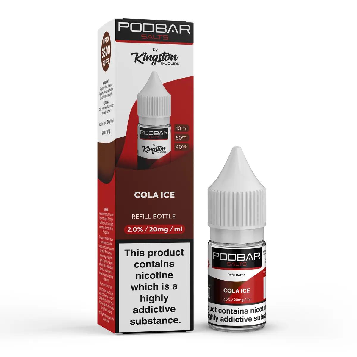 Product Image of Cola Ice Nic Salt E-Liquid by PodBar Salts By Kingston 10ml