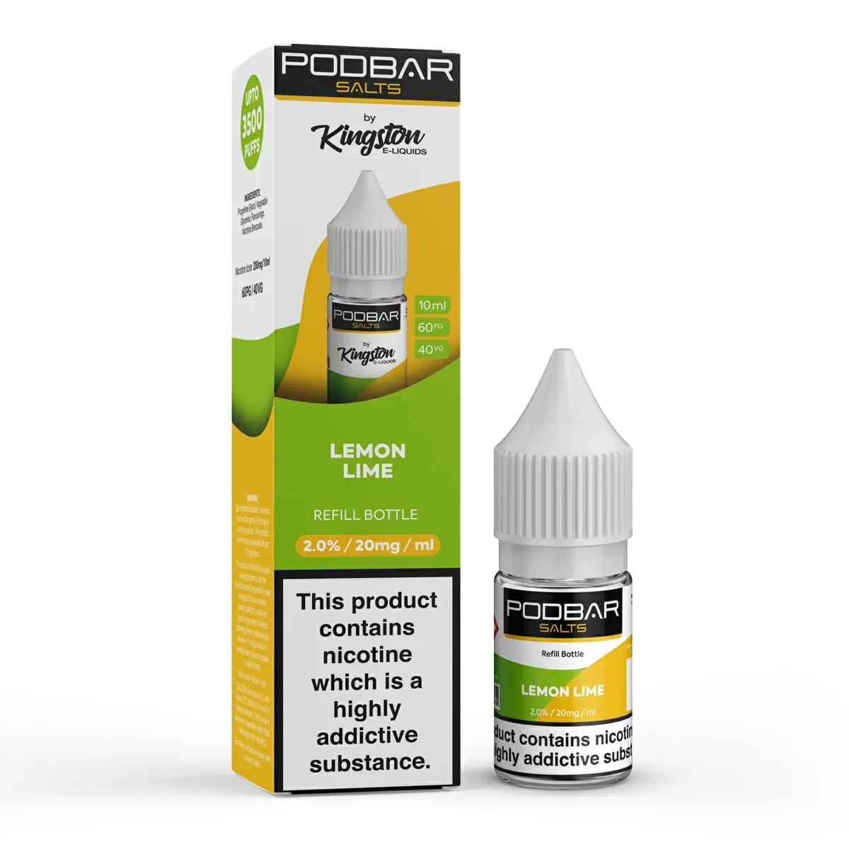 Product Image of Lemon Lime Nic Salt E-Liquid by PodBar Salts By Kingston 10ml