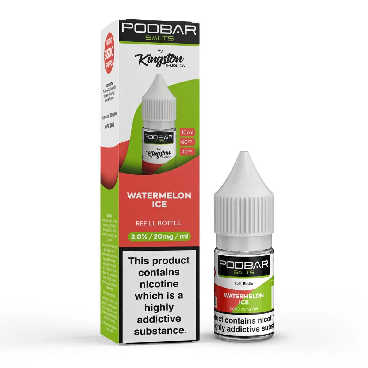 Product Image of Watermelon Ice Nic Salt E-Liquid by PodBar Salts By Kingston 10ml