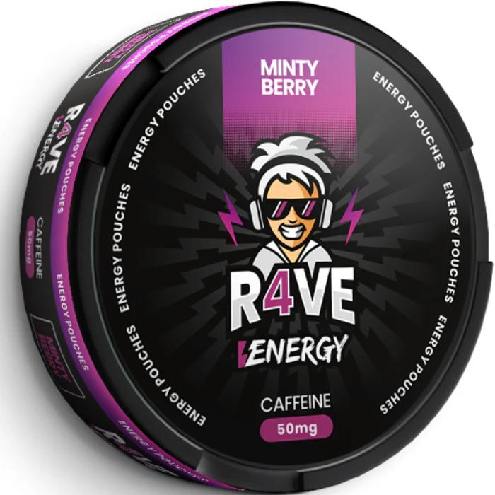 Product Image of Minty Berry Caffeine Nicotine Pouches by R4VE 50mg