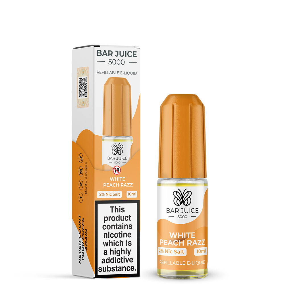 Product Image of White Peach Razz Nic Salt E-Liquid by Bar Juice 5000 Salts 10ml