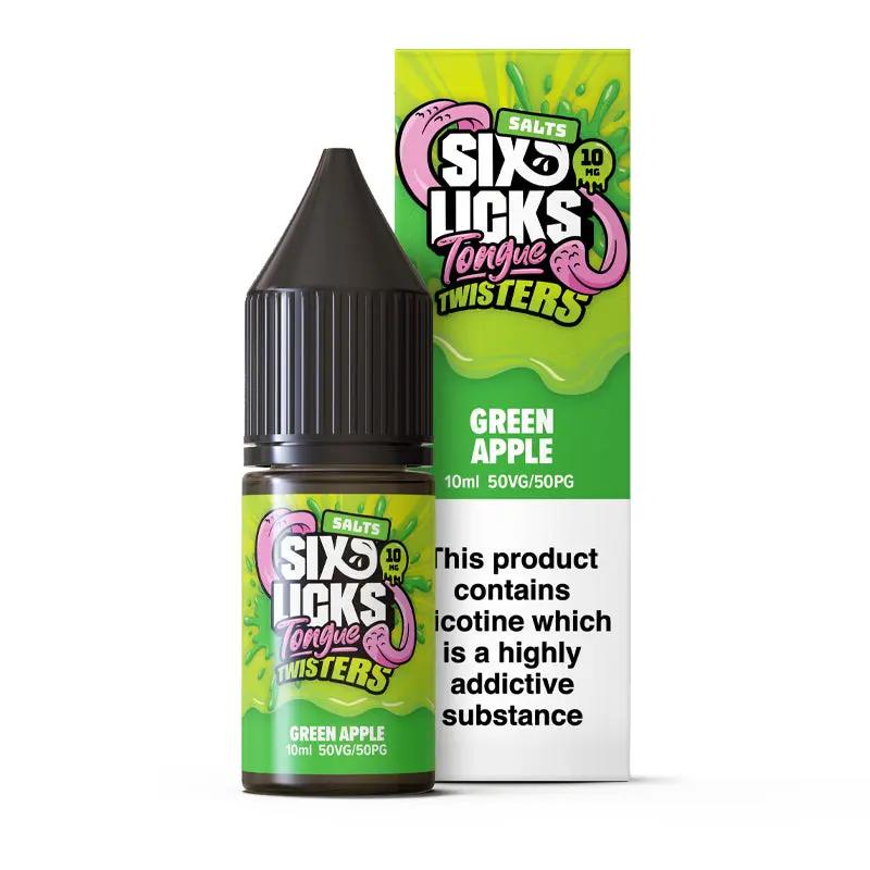 Product Image of Green Apple Nic Salt E-Liquid by Six Licks Tongue Twisters Salts 10ml