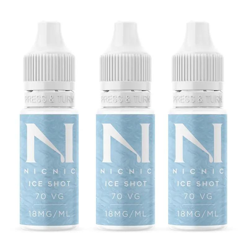 Product Image of 10 x 10ml Nic Nic Ice Cool Nicotine Shots - 18mg/ml - 70VG/30PG