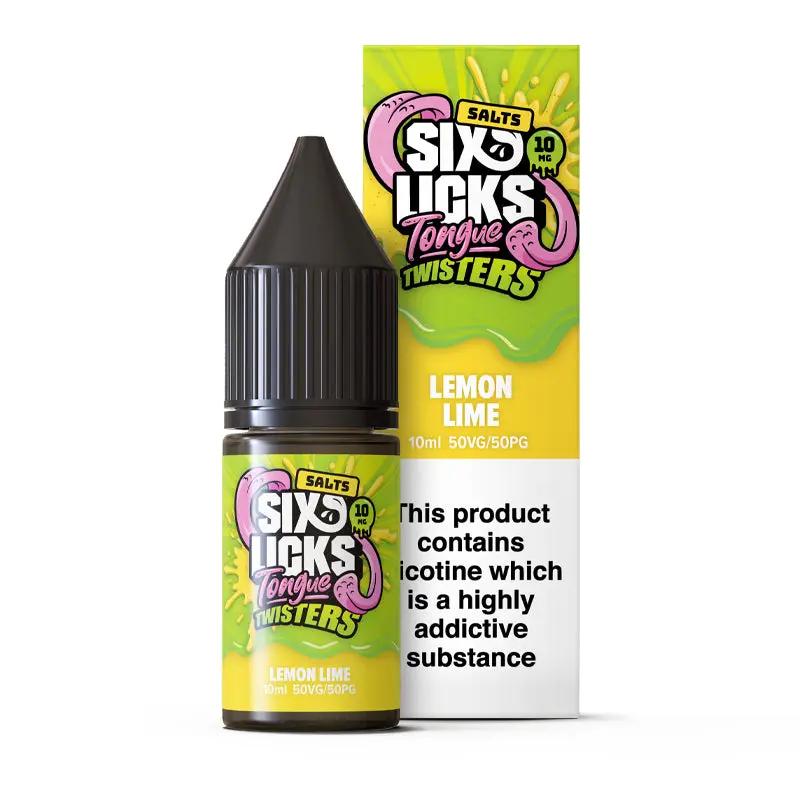 Product Image of Lemon Lime Nic Salt E-Liquid by Six Licks Tongue Twisters Salts 10ml