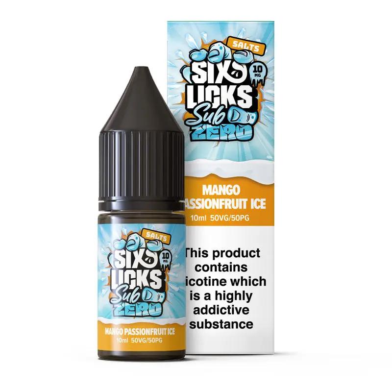 Product Image of Mango Passionfruit Ice Nic Salt E-Liquid by Six Licks Sub Zero Salts 10ml