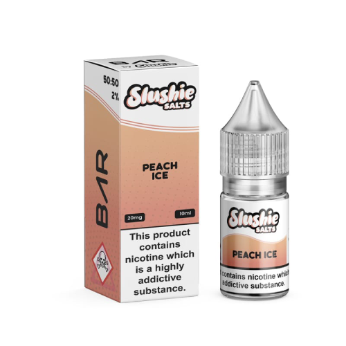 Product Image of Peach Ice Nic Salt E-Liquid by BAR by Slushie Salts 10ml