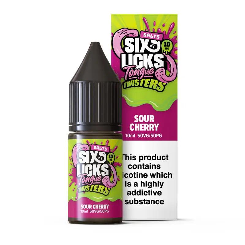 Product Image of Sour Cherry Nic Salt E-Liquid by Six Licks Tongue Twisters Salts 10ml