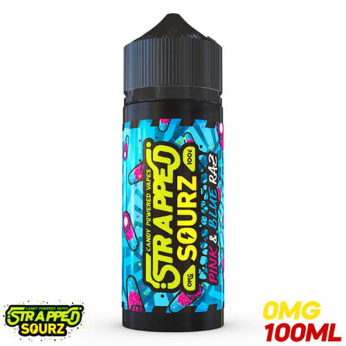 Product Image of Strapped Sourz E Liquid - Pink & Blue Raz - 100ml