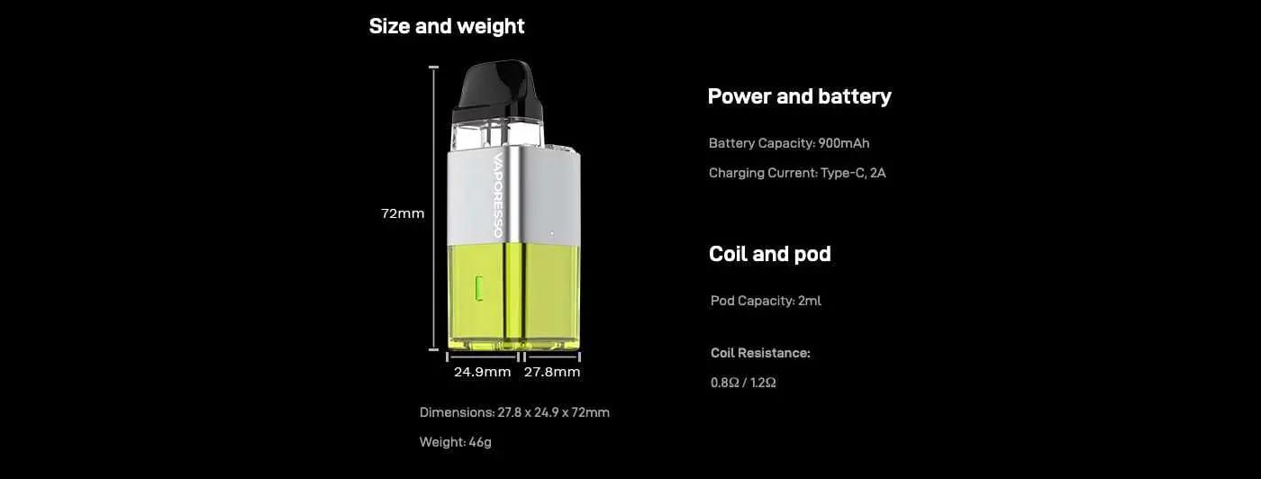 Vaporesso Xros Cube Parameters