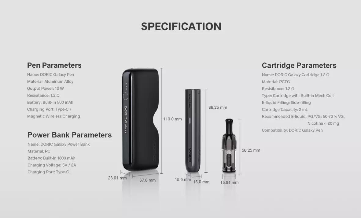 galaxy vape kit specifications