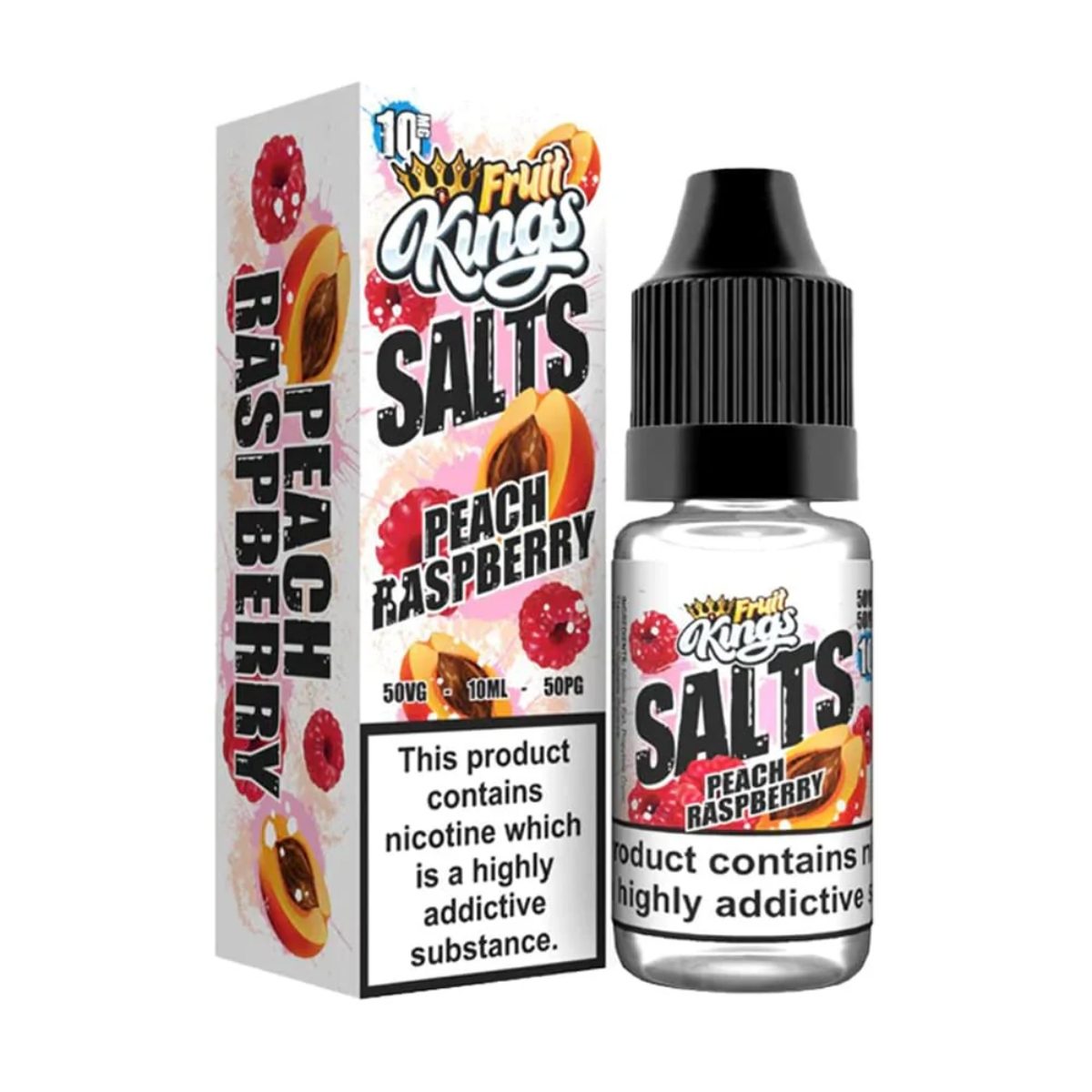 PEACH RASPBERRY NIC SALTS E-LIQUID BY FRUIT KING 10ML